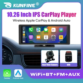 10.26 Palčni Brezžični CarPlay Monitor IPS Zaslon Android Auto Zaslon na Dotik, WIFI FM BT 5.0 Rearview Dash Cam Multimedijski Predvajalnik, AUX