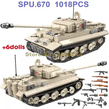 100061 1018pcs Vojaške Vojske Tank Ww2 Tank 6 Lutke Svetovno Vojno Orožje Fant gradniki Igrača