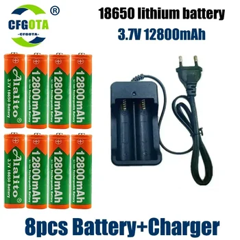 18650 baterijo 3,7 V 12800mAh polnilna Litij-ionska baterija za Led svetilko, Baklo batery litijeva baterija, polnilnik Brezplačna Dostava