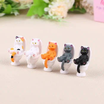 1Pc Wc Serije Miniaturni Mačka Figur Srčkan Dolgotrajno Mačka Kip Lepo videti Urad Za Mini Lutke Dekoracijo