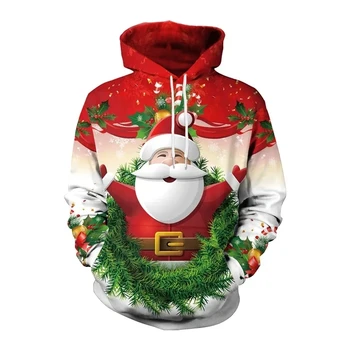 2024 Božič, Novo Leto Rdeči Moški pulover s kapuco Snežaka Srečno Božiček 3D Tiskanih Osebnost Hoodies Priložnostne Šport Majica Plašč