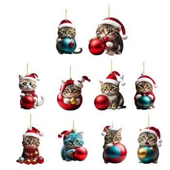 2024 Navidad Božič Ustvarjalne Mačka Ornament Obesek Dekor Nahrbtnik Torba Obesek