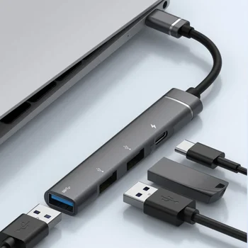 4 Vrata USB C Središče za Prenosni računalnik USB3.0 USB2.0 Hub Multiport Adapter Tip C PD OTG Pripomoček za Prenosnik Tablet PC
