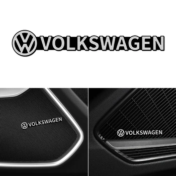 4pcs Avto styling zvočnik aluminija 3D nalepke zvok nalepke Za Volkswagen VW GOLF POLO, PASSAT TIGUAN TOURAN TOUAREG JETTA GTI