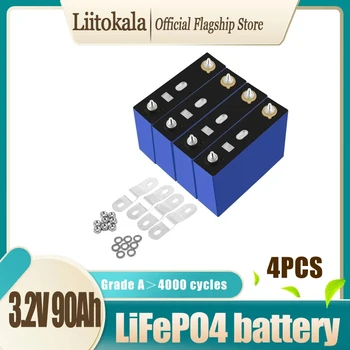 4pcs LiitoKala Razred A 3.2 V 90Ah Lifepo4 Baterije CELICE NOVO za DIY 12V 24V 48V RV Pack Diy Sončne EU in ZDA DAVČNA BREZPLAČNA, UPS ali FedEx