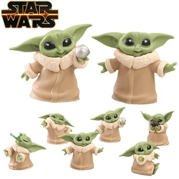 6PCS Star Wars Baby Yoda figuric Igrače Kawaii Mini Stojala Namizni Okras Soba Figurice Doma Dekoracijo Fant Dekle Darilo