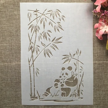 A4 29 cm Bambusa Panda in Baby DIY Layering Matrice Stensko Slikarstvo Album Kolorit Reliefi Album Dekorativni Predlogo