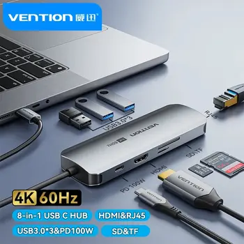 Banja USB C VOZLIŠČE Tipa C do USB 3.0 Dock Postajo USB-C HDMI priključek RJ45 4K za MacBook Pro Air Dodatki Tip C 3.1 Razdelilnik USB HUB