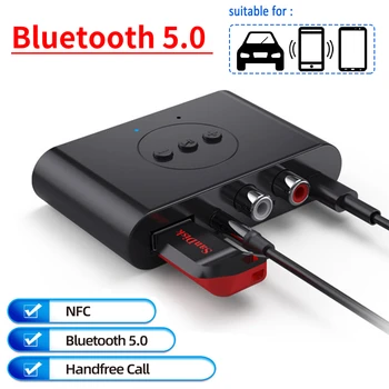 Bluetooth 5.0 Avdio Sprejemnik U Disk NFC RCA 3.5 mm AUX Vtičnica za Stereo Glasbeni Brezžični vmesnik z Mic za Komplet Bluetooth Zvočnik