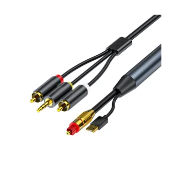 Digitalno Analogni Avdio Pretvorbo Kabel 2RCA+3.5 Mm Jack Stereo Avdio Kabel za HDTV,DVD,Slušalke(4,9 Čevljev)
