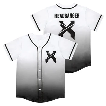 Excision Merch Headbanger Excision Baseball Jersey Top Majica V-Neck Kratek Rokav Ulične Žensk, Moških Modnih Oblačil