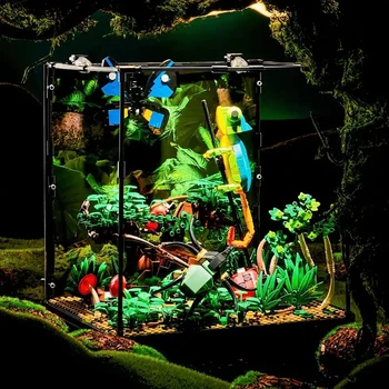 HUIQIBAO 1358PCS Tropskega deževnega Gozda Polje Model gradniki Metulj Kameleon Ladybug Oblikovanje Mesto Ideje Opeke Otroci Igrače