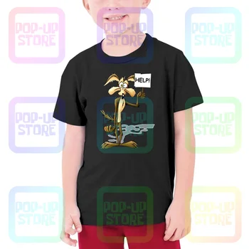 Maglia Willy Coyote Road Runner Cartone Pomoč Najstniških T-shirt Otrok Tee Kul Trend Naravnih Udobno