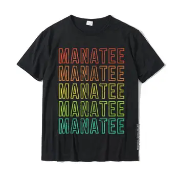 Manatee Retro Barve, Vintage Design Stari Slog Darilo Design Moških Top Majice Podjetje Bombaž Vrhovi Majica Priložnostne