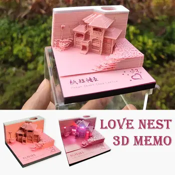 Memo Pad 3D Beležnica Mini Mošeje Model Papir Carving Lepljivo Dekoracijo Darilo Pribor Opombe Nov Papir Urad Art Leto L2Q5
