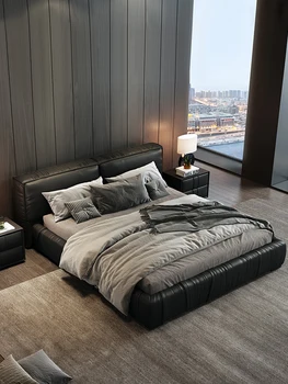 Minimalističen luksuznega usnja posteljo napredno master posteljo 2022 novo stročnicah zakonsko posteljo ins online slaven postelja