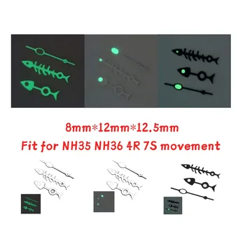 Mod Watch Pribor Fishbone Zelena Svetleča Watch Strani Kazalec Za NH35 NH36 4R 7S Gibanja