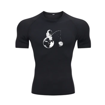 Moška T-shirt Visoke Kakovosti 100% bombaž Smešno astronavt ribolov luna natisni t srajce moda vrhovi moški tshirt moški tee majice
