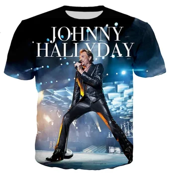 Nove Najbolj Priljubljeni Pop Pevec Johnny Hallyday 3D printed majica s kratkimi rokavi Moški Ženske Rock Priložnostne Ulične Oblačila Hip Hop Harajuku Vrhovi