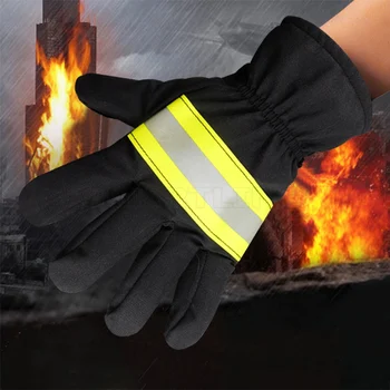 Ognjevarne Varnostne Rokavice Črno Odsevno Pasu Ogenj Rokavice Za Zaščito Materiala Za Varjenje In Hladno Vreme Gasilske Rokavice