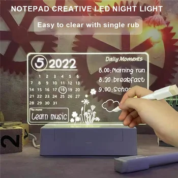 Opomba Odbor Ustvarjalne LED Nočna Lučka USB Message Board Praznik Svetlobe s Peresom Darilo za Dekoracijo Nočna Lučka