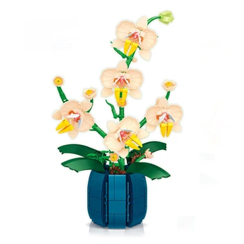 Orhideja je Cvet zidarske Opeke Kit Rastlin, Botanični Bonsaj Zbirka Dekor Home Office gradniki Darilo Igrača za Odrasle, Otroci