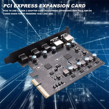 PCIe na USB 3.2 Gen 2 vmesniško Kartico PCI Express Širitev Kartico PCI-E Add-on Kartice Riser za PC Windows 10/8/7 in MAC