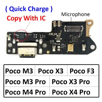Polnjenje prek kabla USB Vrata za Polnilnik Odbor Flex Kabel Za Xiaomi Poco M3 F1 F2 Pro F3 X3 NFC M4 X4 Pro 4G 5G Dock Priključite na Priključek Z Mikro