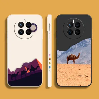 Puščavo Kamela Primeru Telefon Za Huawei MATE 10 20X 20 30 40 P20 P30 P40 P50 LITE PRO PLUS Barva Tekoče Silikona Primeru Funda Lupini