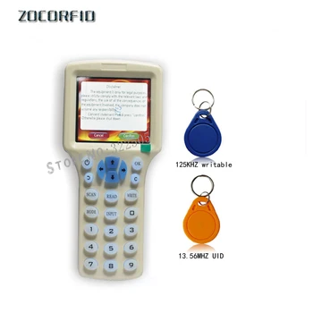 RFID Reader Pisatelj kopirni stroj Duplicator IC/ID z USB Kabel za 125KHz-13.56 MHz Kartic, LCD Zaslon Duplicator angleščina 10 Frekvenca