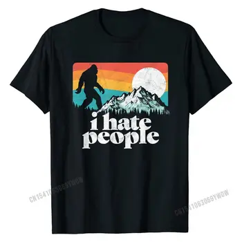Sovražim Ljudi! Smešno Bigfoot Gorah Retro T-Shirt Camisa T Shirt Smešno Majica Bombaž Človek Priložnostne