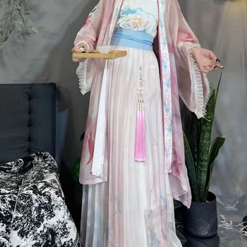 Starodavne Tradicionalne Kitajske Ženske Elegantne Hanfu Obleko Pravljice Vezenje Fazi Ljudskega Plesnega Kostum Retro Song Dinastije Obleko Določa