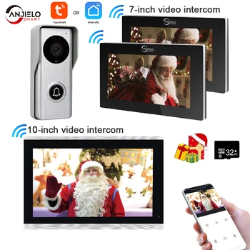TUYA APP 1080P 140° Video Interkom Sistem DoorPhone za Domače Brezžično WiFi Smart Video Zvonec s Kamero Full Zaslon na Dotik