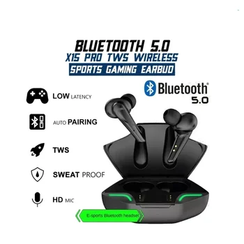 TWS X15pro Gaming Čepkov Brezžični Čepkov Bluetooth Slušalke z Mikrofonom Audio Bass Zvok Položaja Stereo Glasbe Hi-fi Slušalke