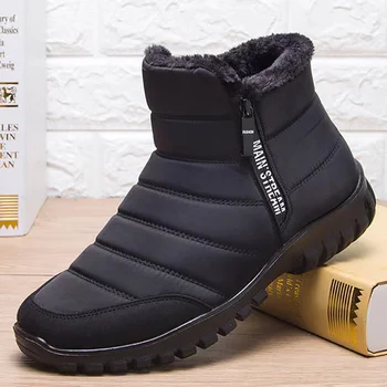 WEH zimski škornji za moške 2022 nepremočljiv sneg škornji moški čevlji ravno Priložnostne Zimski Čevlji, Škornji topli škornji zadrgo moški