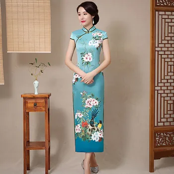 Yourqipao Poletje 2023 dvoslojno Tradicionalnih Kratkimi rokavi Dolgo Cheongsam modni brvi Kažejo, Kitajski Slog Qipao Obleko za Ženske