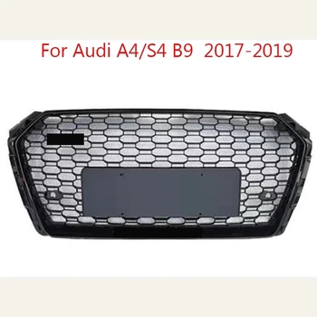 Za RS4 Slog Avto Spredaj Šport Hex Očesa Satja Kapuco Žar Gloss Black Primerna za Audi A4/S4 B9 2017 2018 2019 Št logotip Avto Styling