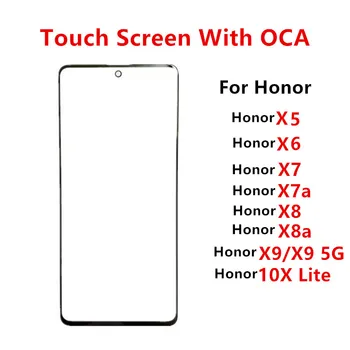 Zaslon na dotik Za Huawei Honor X5 X6 X7 X7a X8 X8a X9 5 G 10X Lite Sprednje Plošče LCD-Zaslon Iz Stekla, Popravilo Zamenjati Dele + OCA