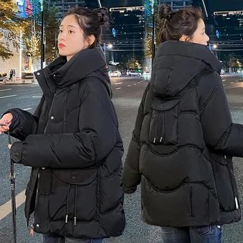 Ženske Zimsko Jakno 2023 Novo Toplo Zgostitev Bombaž Plašč Korejski Svoboden Bombaž Padded Jakna Ženske Hooded Pozimi Outwear Priložnostne Plašč